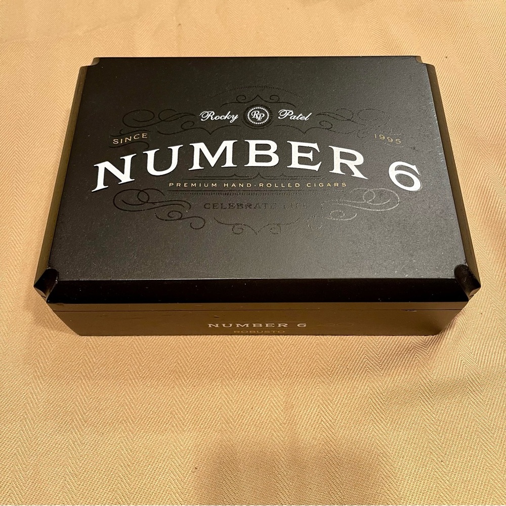 Rocky Patel Number 6 Elegant Black Matte Finish Empty Cigar Box